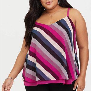 Torrid Sophie Raspberry Pink & Multi Stripe Chiffon Swing Cami Size 4/4X NWT